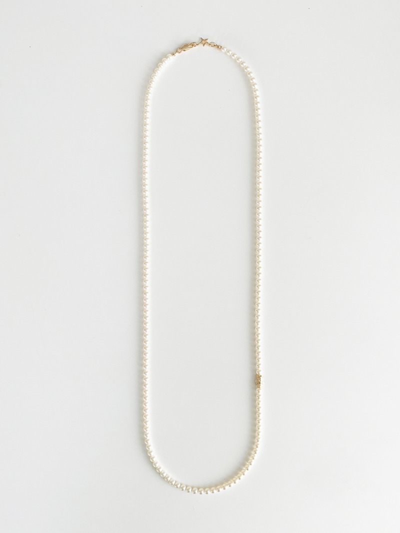 Sea Rock &amp; Stellar Bead Long Pearl Necklace